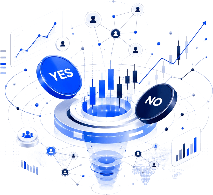Prediction markets network — YES / NO decisions, charts, and operators